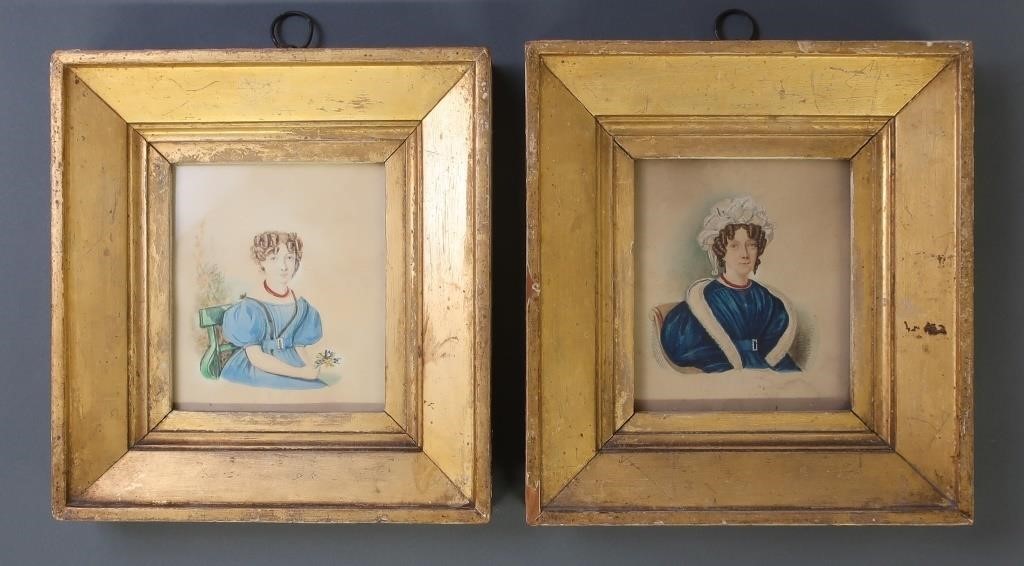 Pair of watercolor portraits of