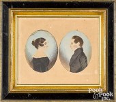 PAIR OF WATERCOLOR PORTRAITSPa