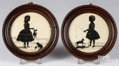 PAIR OF WATERCOLOR SILHOUETTES