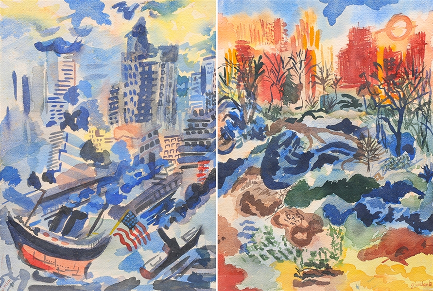 Pair of watercolors attributed to