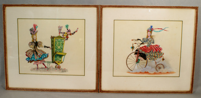 Pair of watercolors signed "M.A.