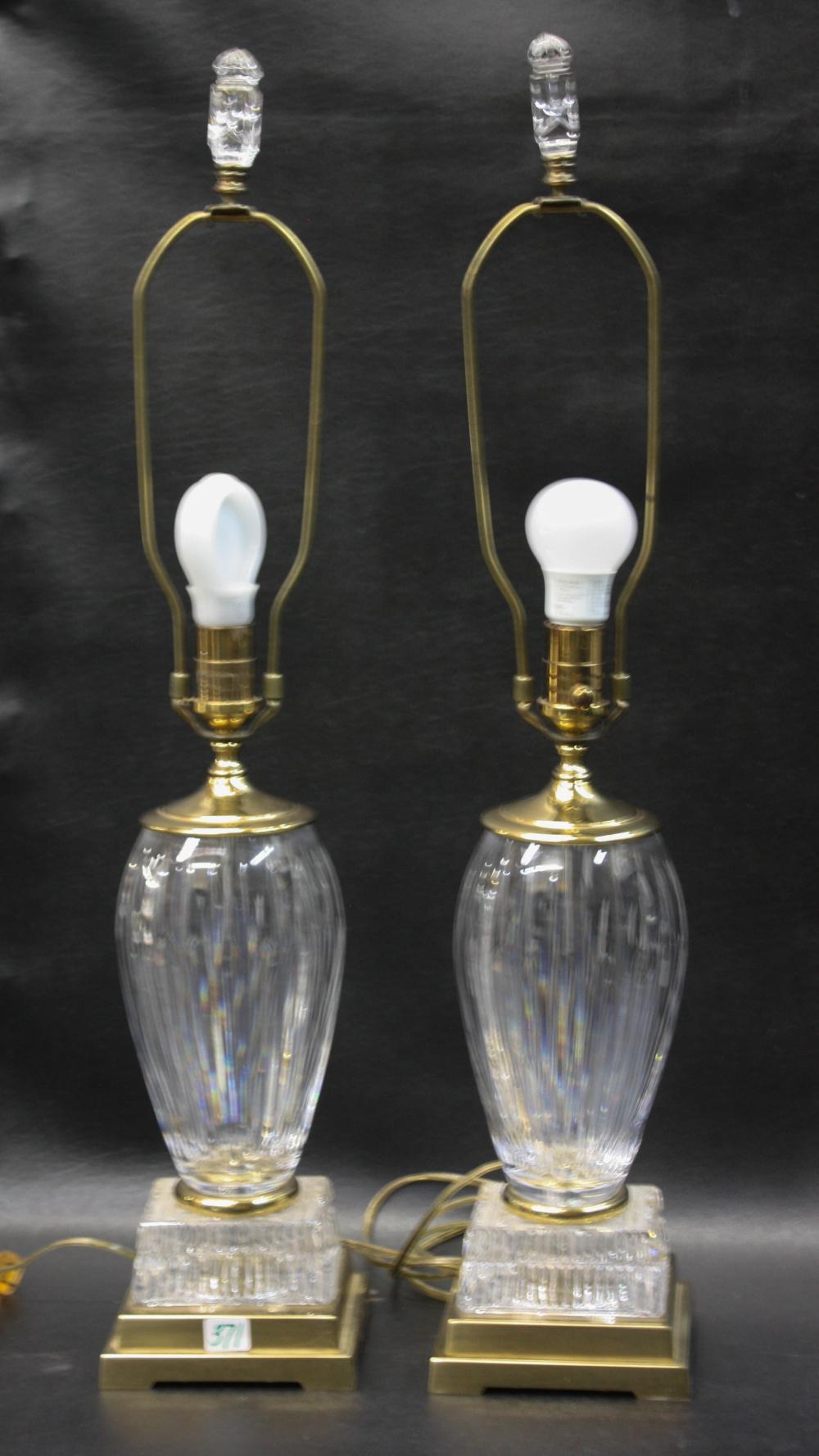 PAIR OF WATERFORD CUT CRYSTAL TABLE