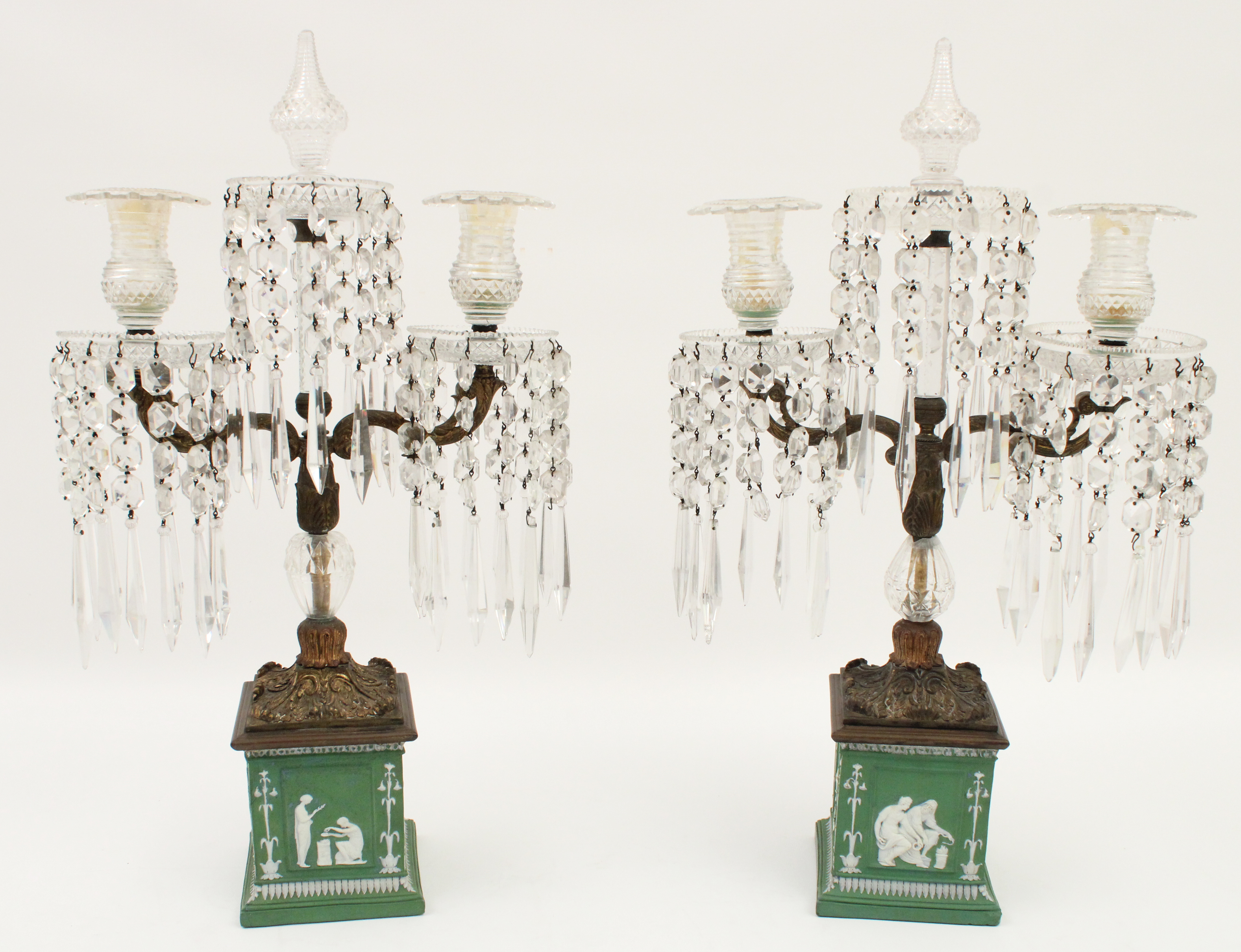 PAIR OF WEDGEWOOD GIRANDOLES