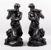 PAIR OF WEDGWOOD BLACK BASALT