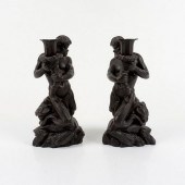 PAIR OF WEDGWOOD BLACK BASALT