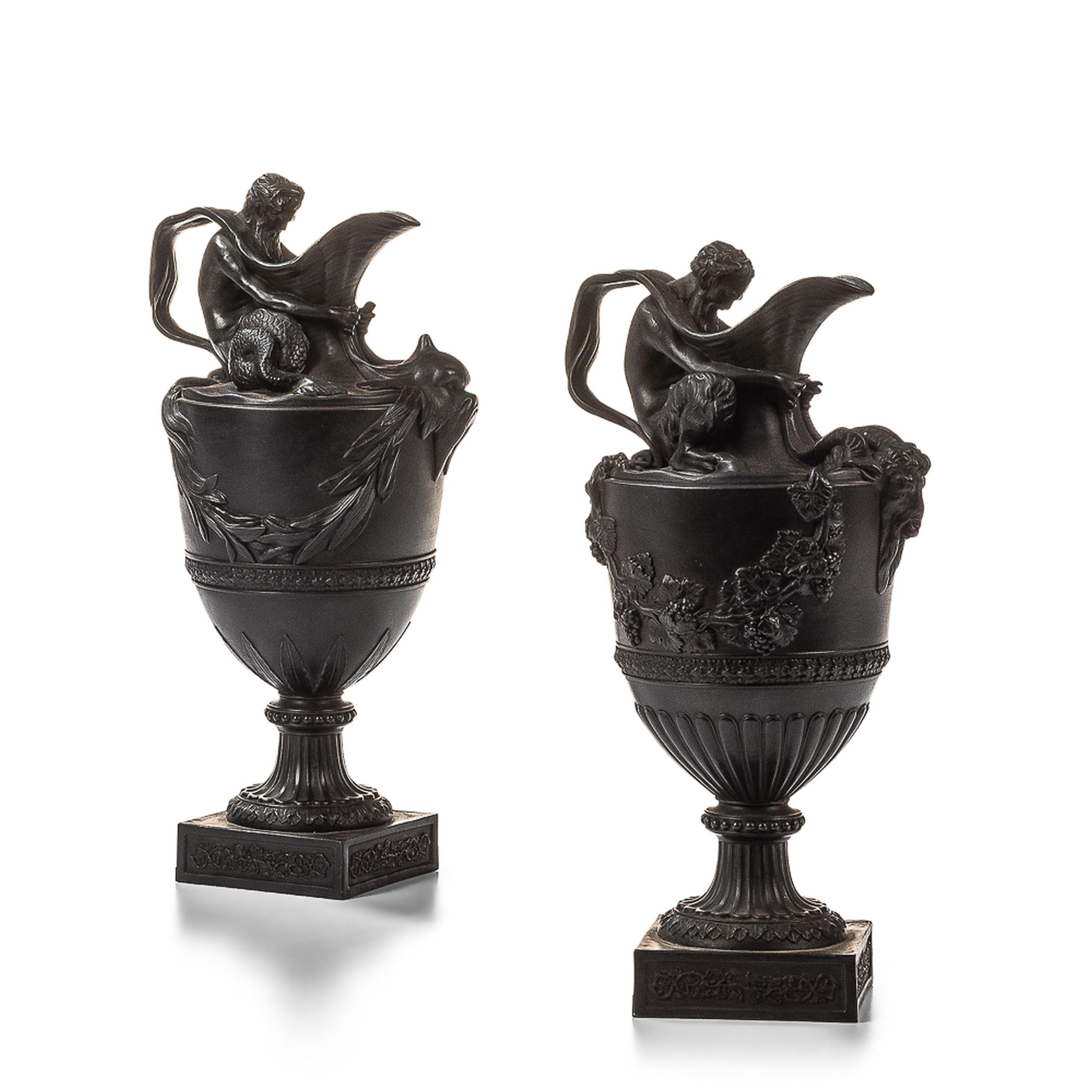 PAIR OF WEDGWOOD BLACK BASALT