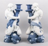 PAIR OF WEDGWOOD BLUE AND WHIT