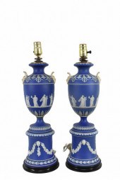 PAIR OF WEDGWOOD BLUE JASPERWA