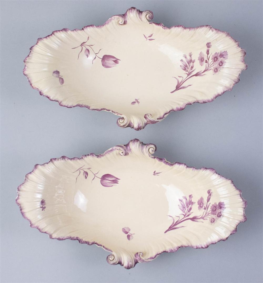 PAIR OF WEDGWOOD CREAMWARE PUCE