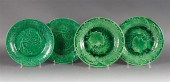 Pair of Wedgwood green majolic