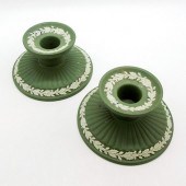 PAIR OF WEDGWOOD SAGE GREEN JA