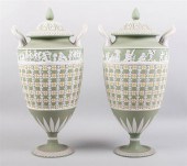 PAIR OF WEDGWOOD SAGE-GREEN DI