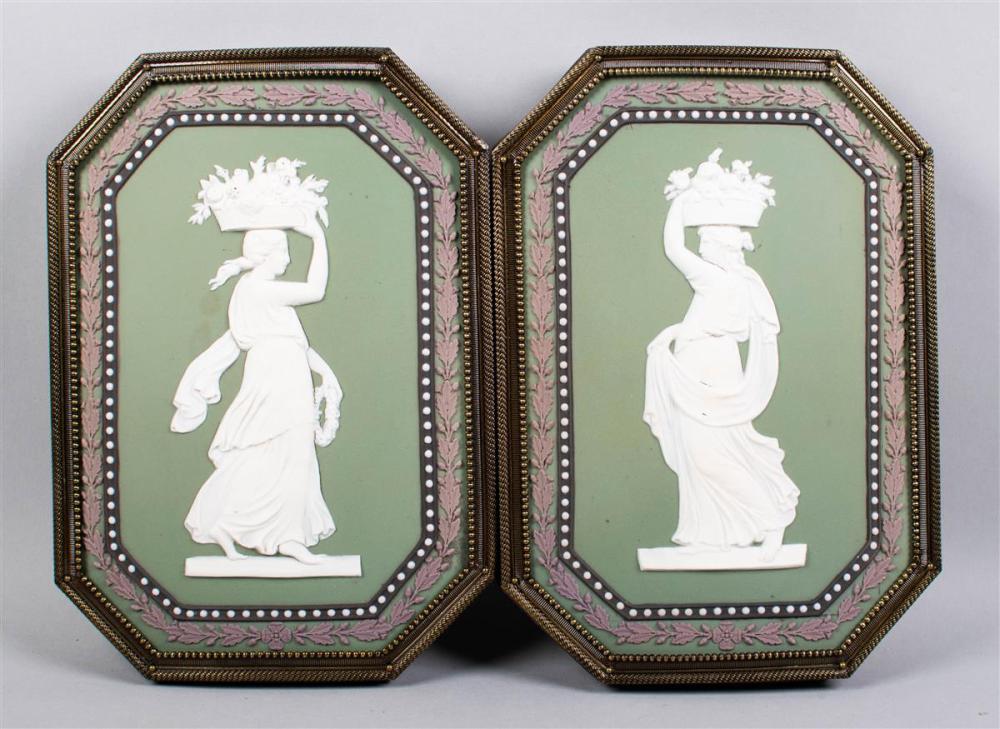 PAIR OF WEDGWOOD SAGE-GREEN DIP
