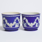 Pair of Wedgwood Small Blue Ja