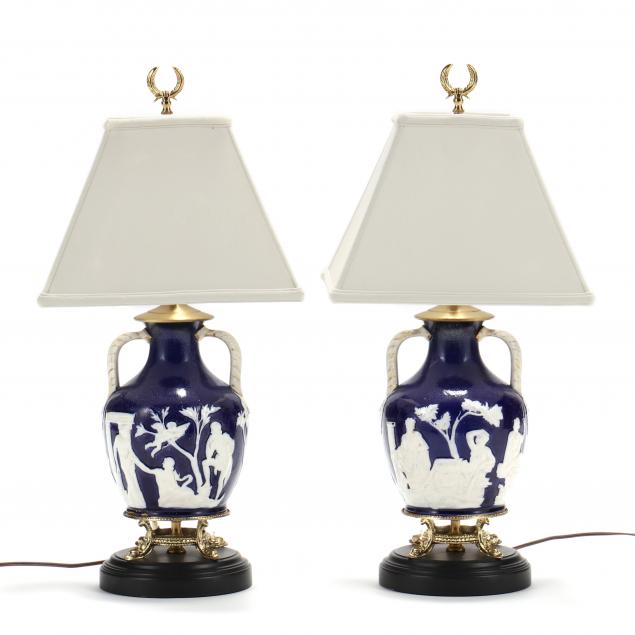 PAIR OF WEDGWOOD STYLE VASES,