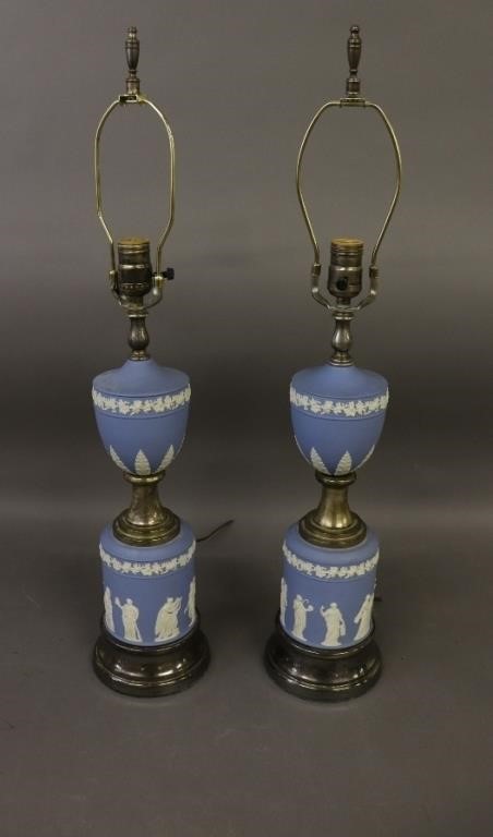 Pair of Wedgwood table lamps 20"h