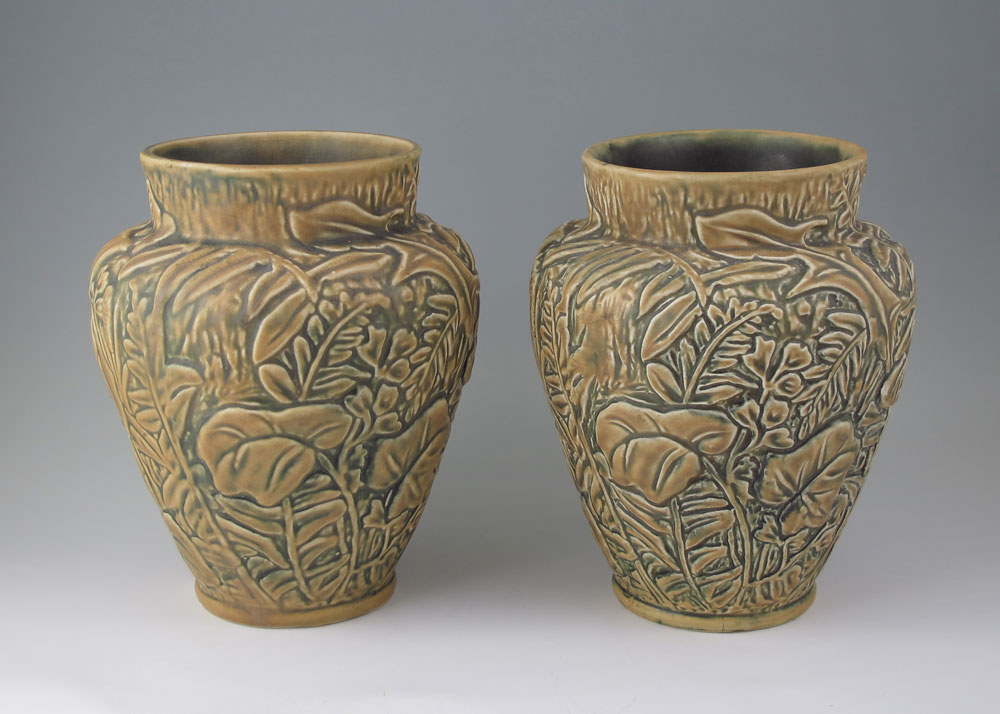PAIR OF WELLER MARVO POTTERY VASES: