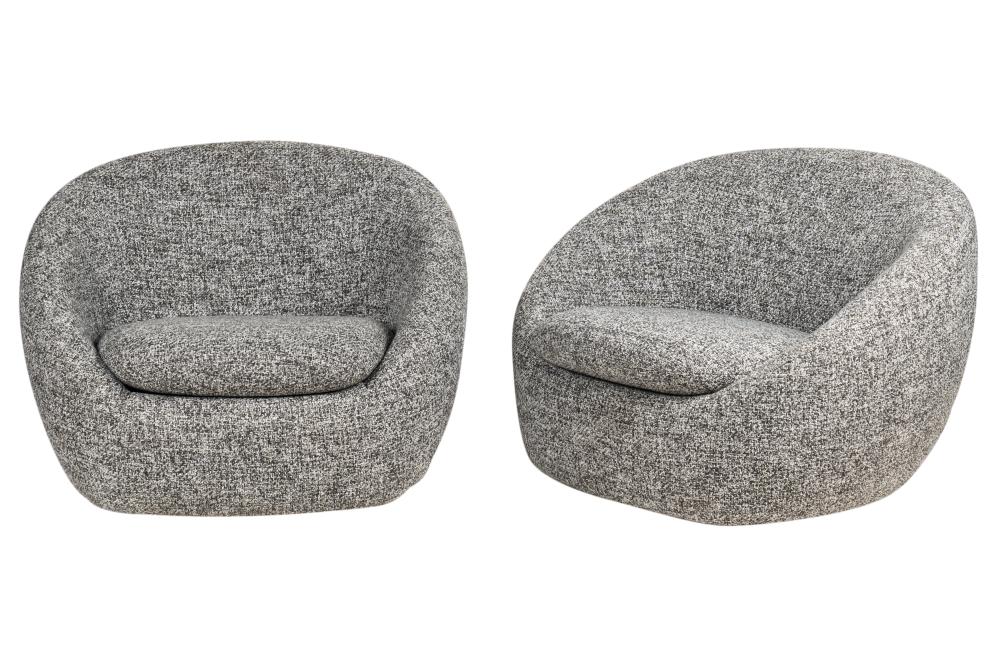 PAIR OF WEST ELM SWIVEL CLUB
