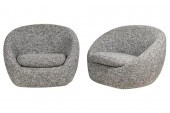 PAIR OF WEST ELM SWIVEL CLUB C