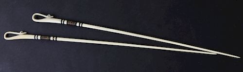 PAIR OF WHALEBONE AND WHALE IVORY