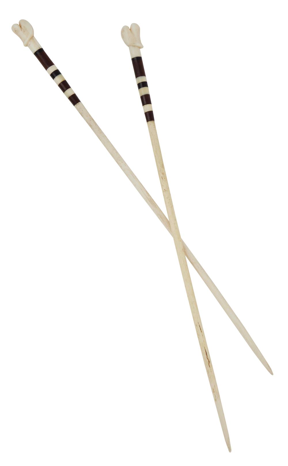 PAIR OF WHALEBONE KNITTING