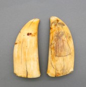 PAIR OF WHALEMAN SCRIMSHAWED A