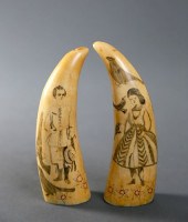 PAIR OF WHALEMAN SCRIMSHAWED R