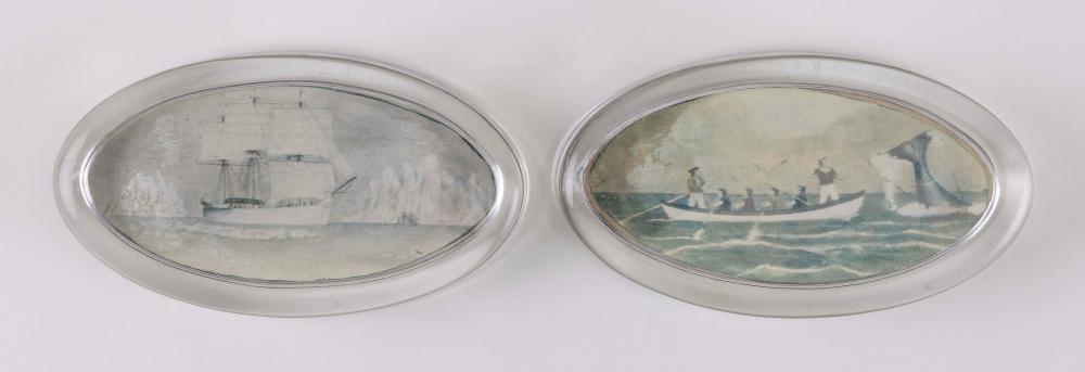 PAIR OF WHALING-THEMED PAPERWEIGHTS