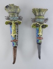 PAIR OF WHIMSICAL ART POTTERY