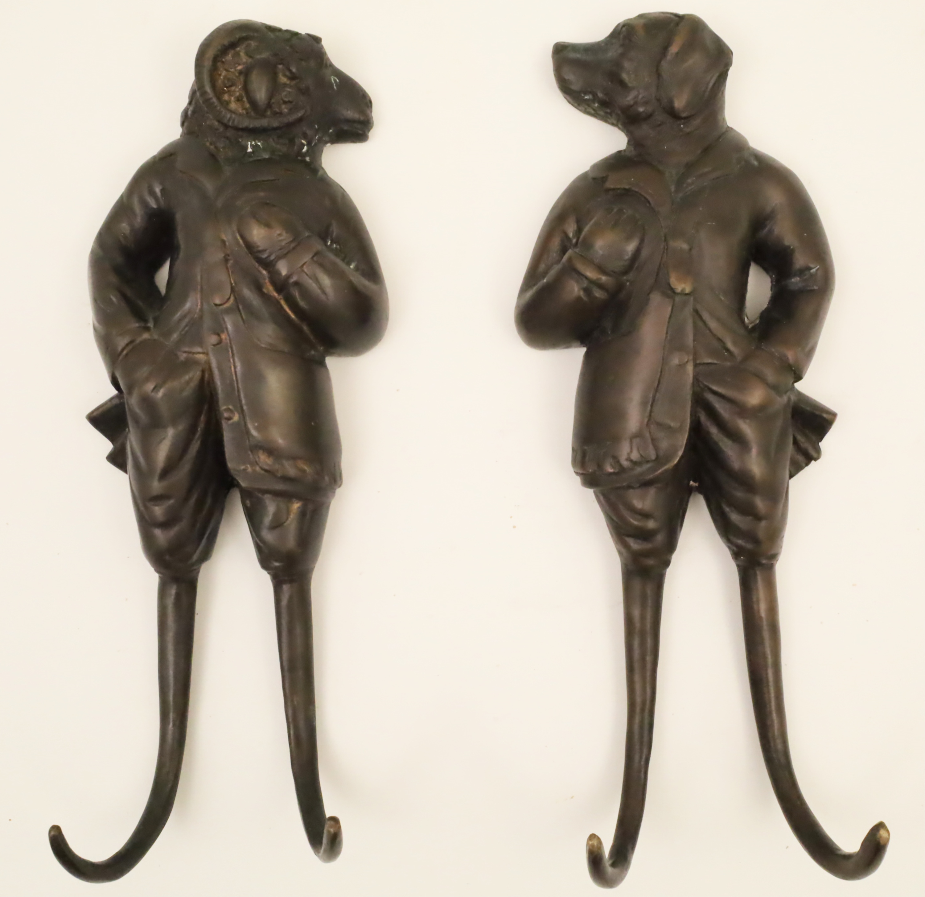 PAIR OF WHIMSICAL BRONZE MEAT OR
