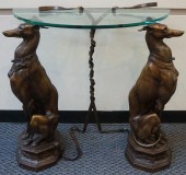 PAIR OF WHIPPET LEAD PATINATED