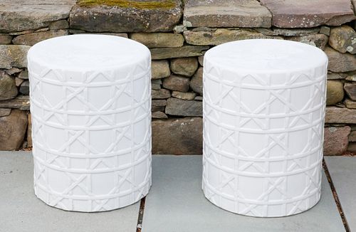 PAIR OF WHITE GLAZED CERAMIC GARDEN