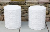 PAIR OF WHITE GLAZED CERAMIC G