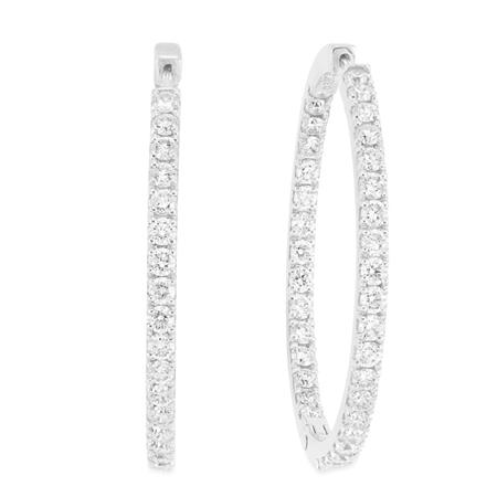 Pair of White Gold and Diamond Hoop