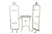 PAIR OF WHITE METAL PATIO TIER