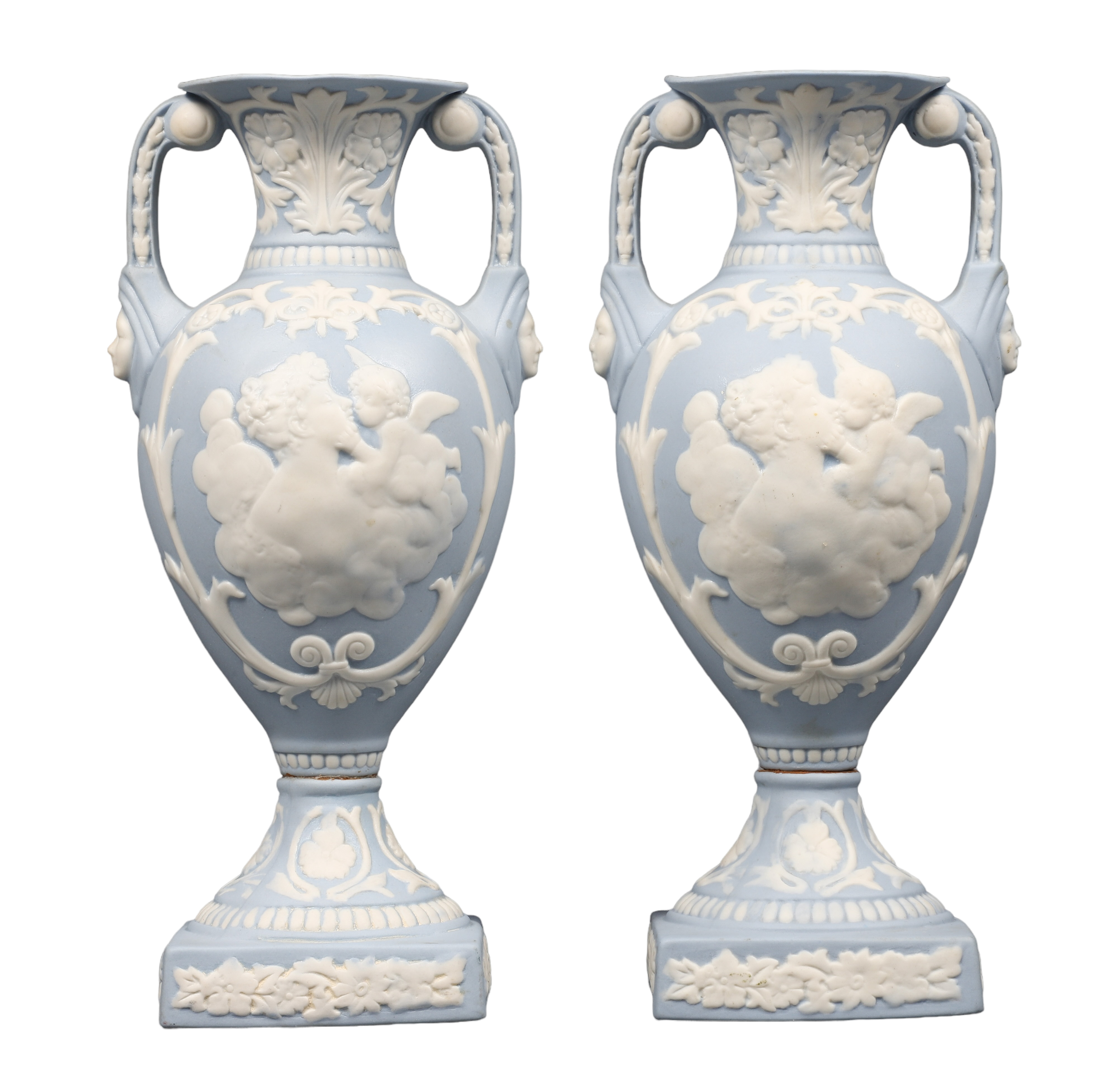 Pair of white on light blue