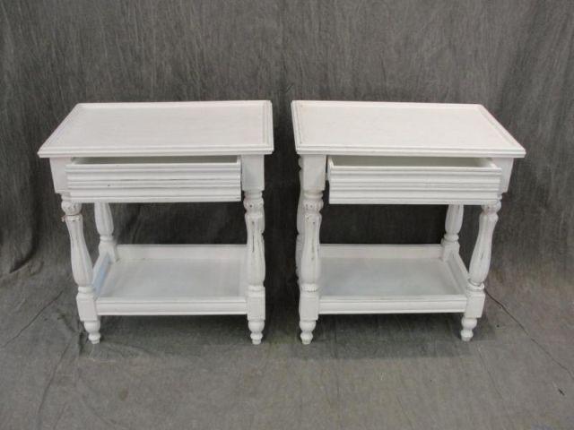 Pair of White Painted 1 Drawer