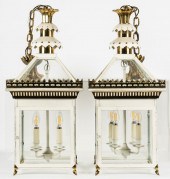 PAIR OF WHITE PAINTED LANTERN