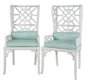 PAIR OF WHITE-PAINTED WOOD FAU