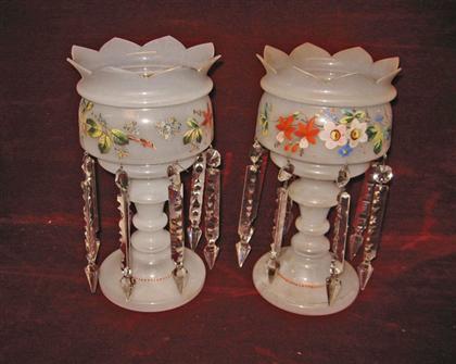 Pair of  white satin glass mantle