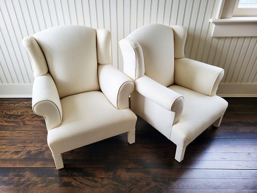 PAIR OF WHITE UPHOLSTERED CHILD'S