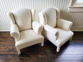 PAIR OF WHITE UPHOLSTERED CHIL