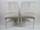 PAIR OF WHITE WASHED SPOOL CAR