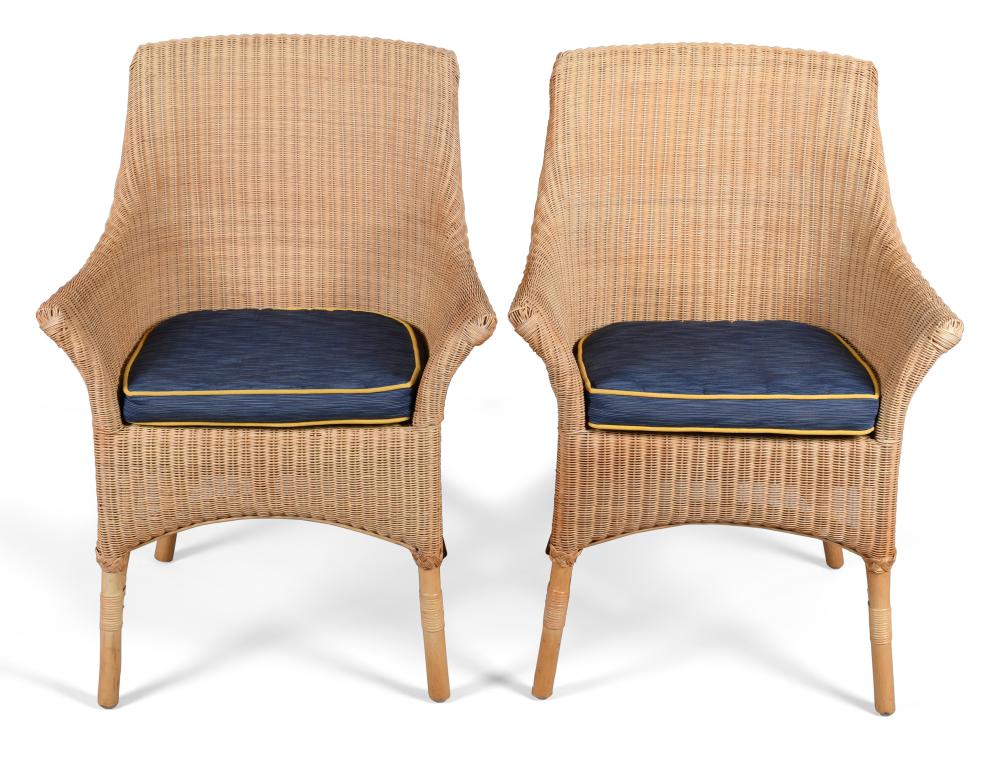 PAIR OF WICKER ARMCHAIRS 36 X 26