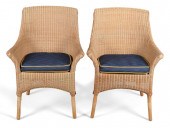 PAIR OF WICKER ARMCHAIRS 36 X