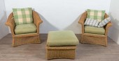 PAIR OF WICKER LOUNGE CHAIRS A