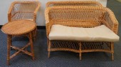 PAIR OF WICKER SETTEES, AN ARM