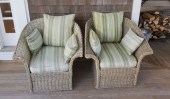 PAIR OF WICKER WOVEN ARMCHAIRS