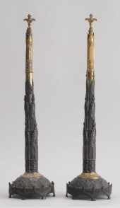 PAIR OF WILLIAM IV BRONZE-PATI
