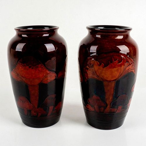 PAIR OF WILLIAM MOORCROFT FLAMBE